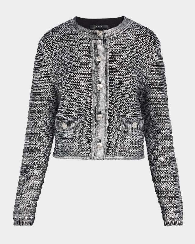 Cecilia Textured Cotton Metallic Knit Jacket